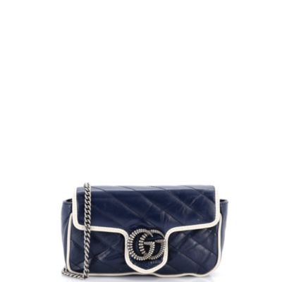 Super Mini GG Marmont Flap Bag Diagonal Quilted Leather