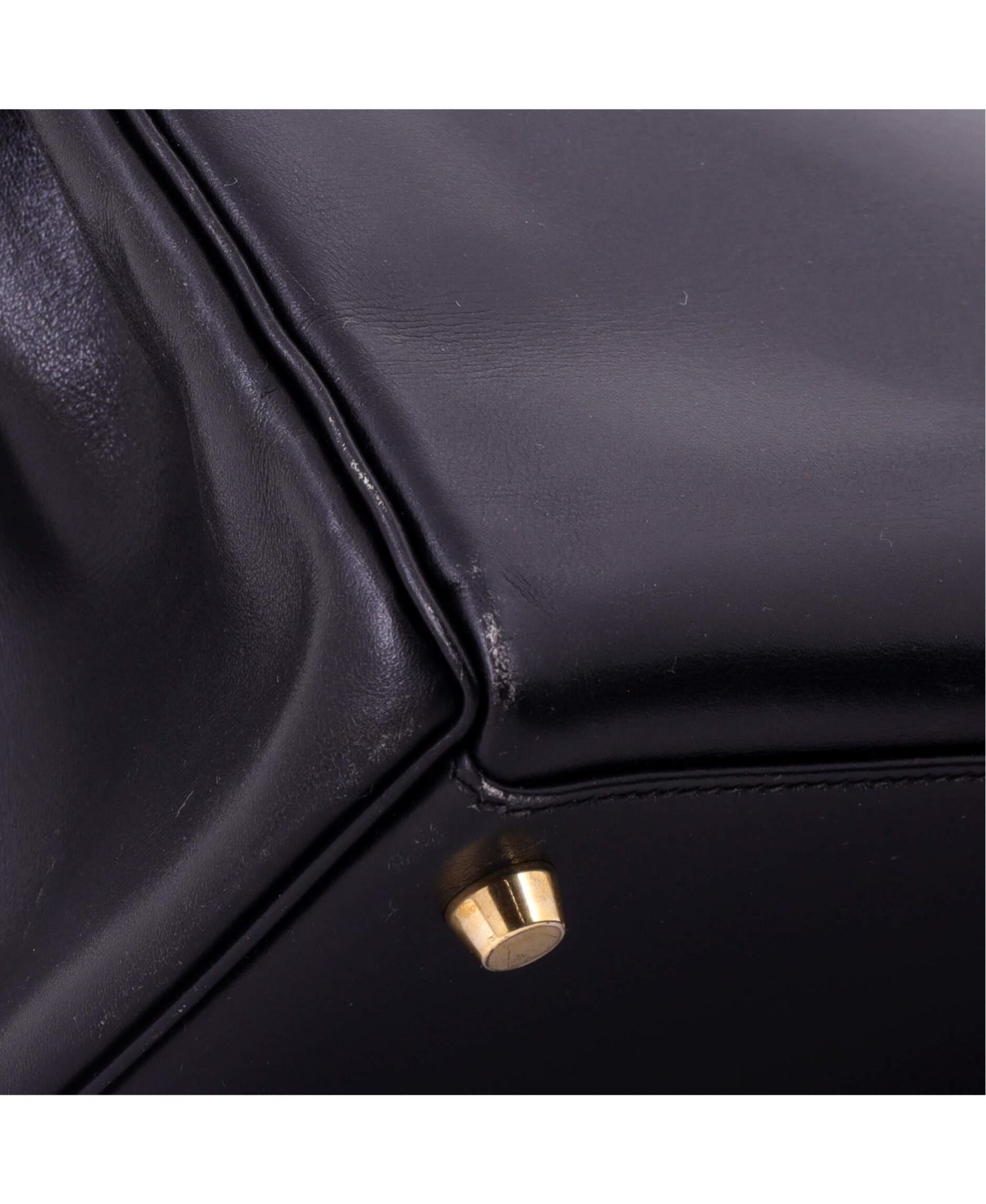 Kelly 28 Handbag Black Box Calf with Gold Hardware