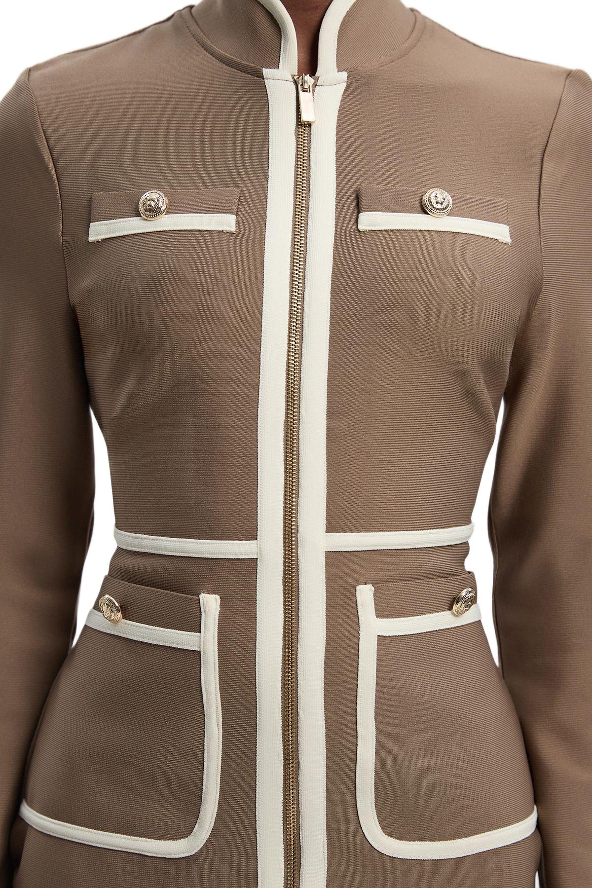 Karen Millen Women's Bandage Military Piping Mini Dress