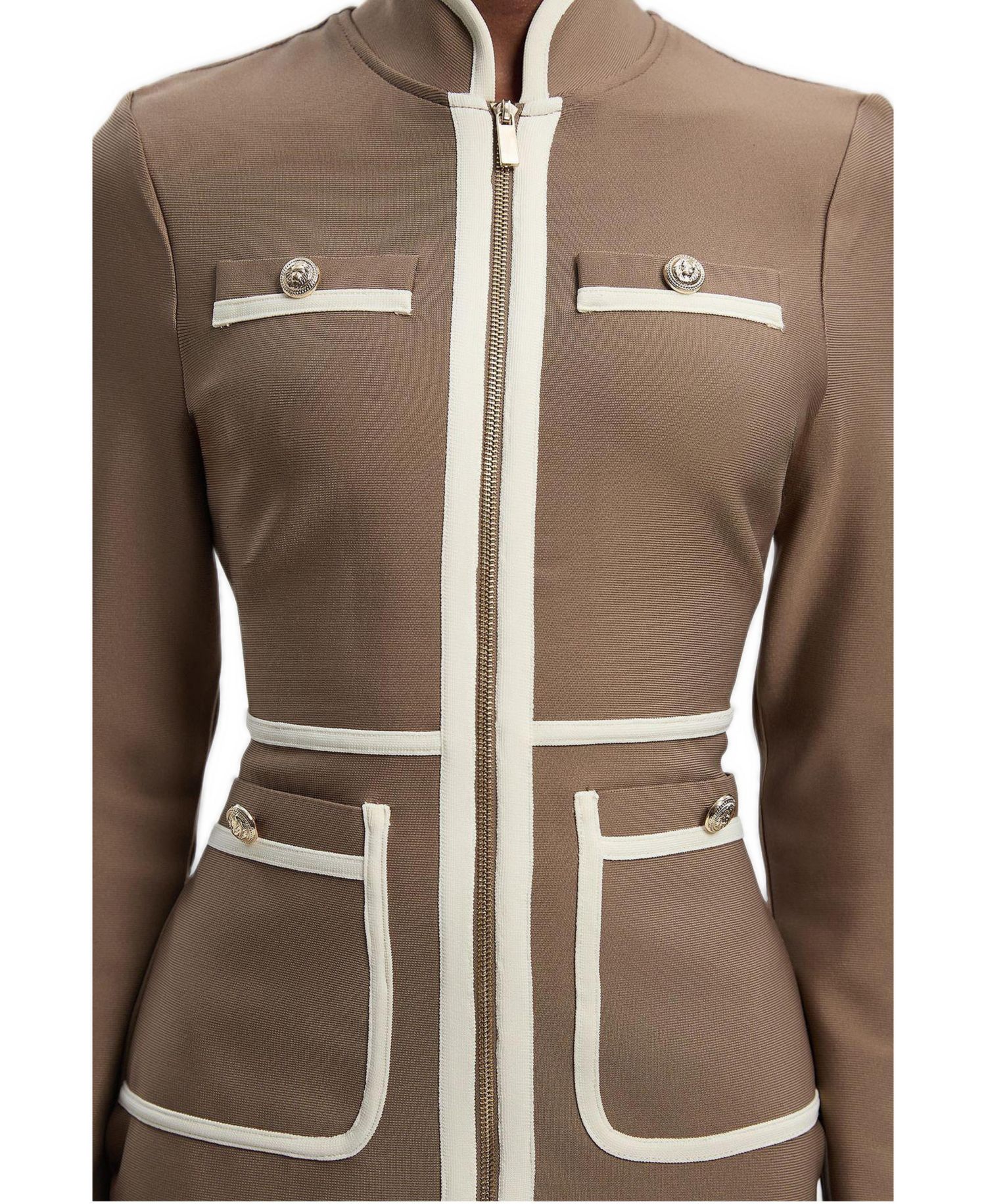 Women's Bandage Military Piping Mini Dress