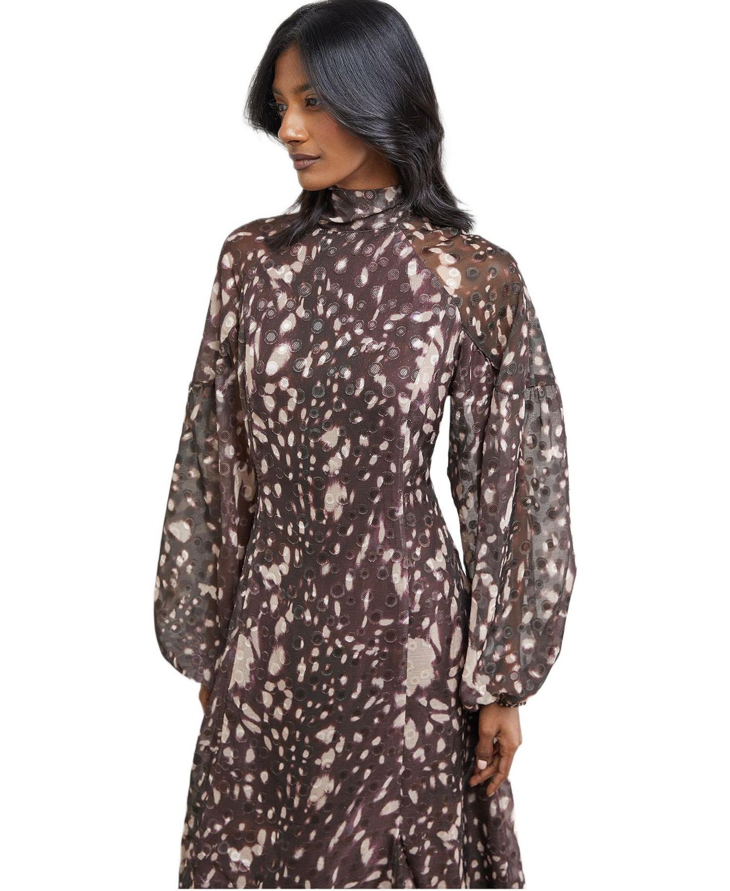 Women's Paisley Burnout Spot Godet Midi Dress