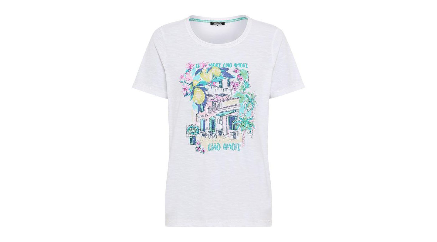 Женская футболка Olsen Ciao Amore Placement Print, цвет: Белый — фото 3