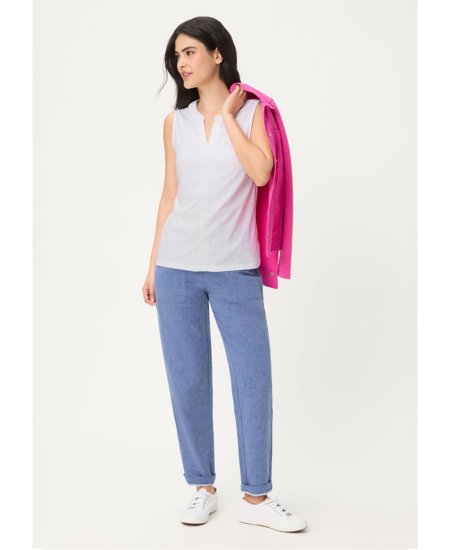 Women's Embroidered Sleeveless Shell