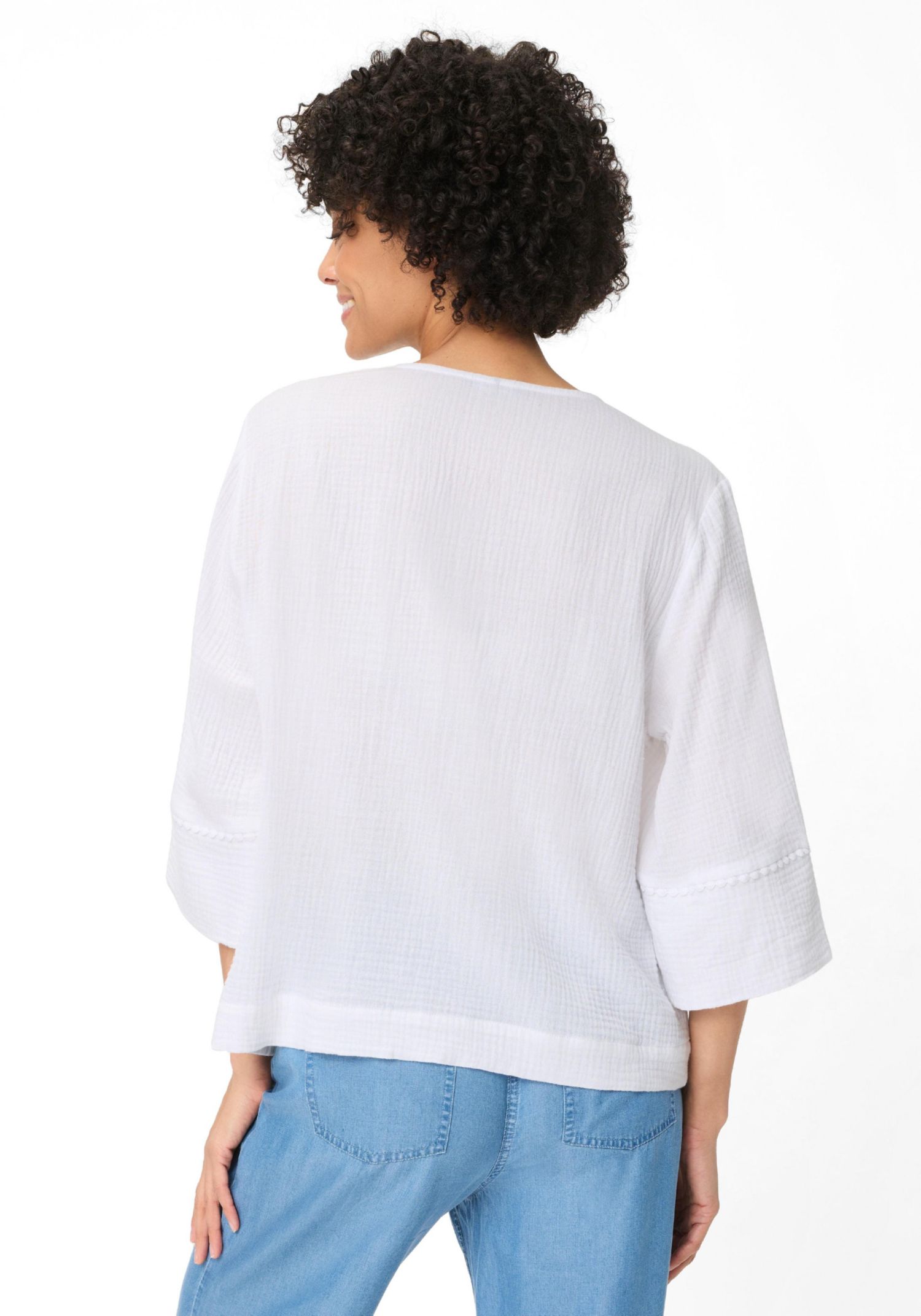 Women's Embroidered Waffle Tunic Blouse