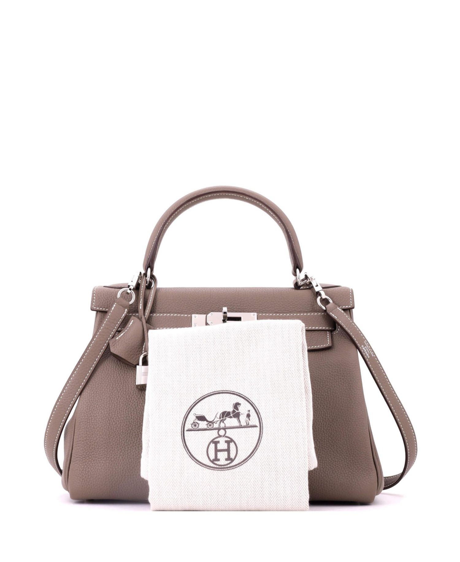Kelly 28 Handbag Grey Togo with Palladium Hardware