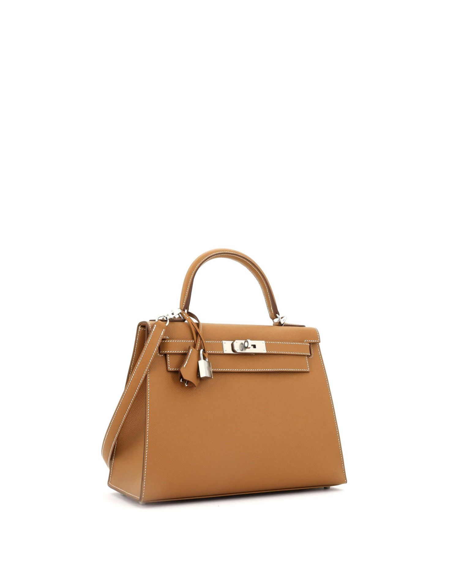 Kelly 28 Handbag Brown Epsom with Palladium Hardware