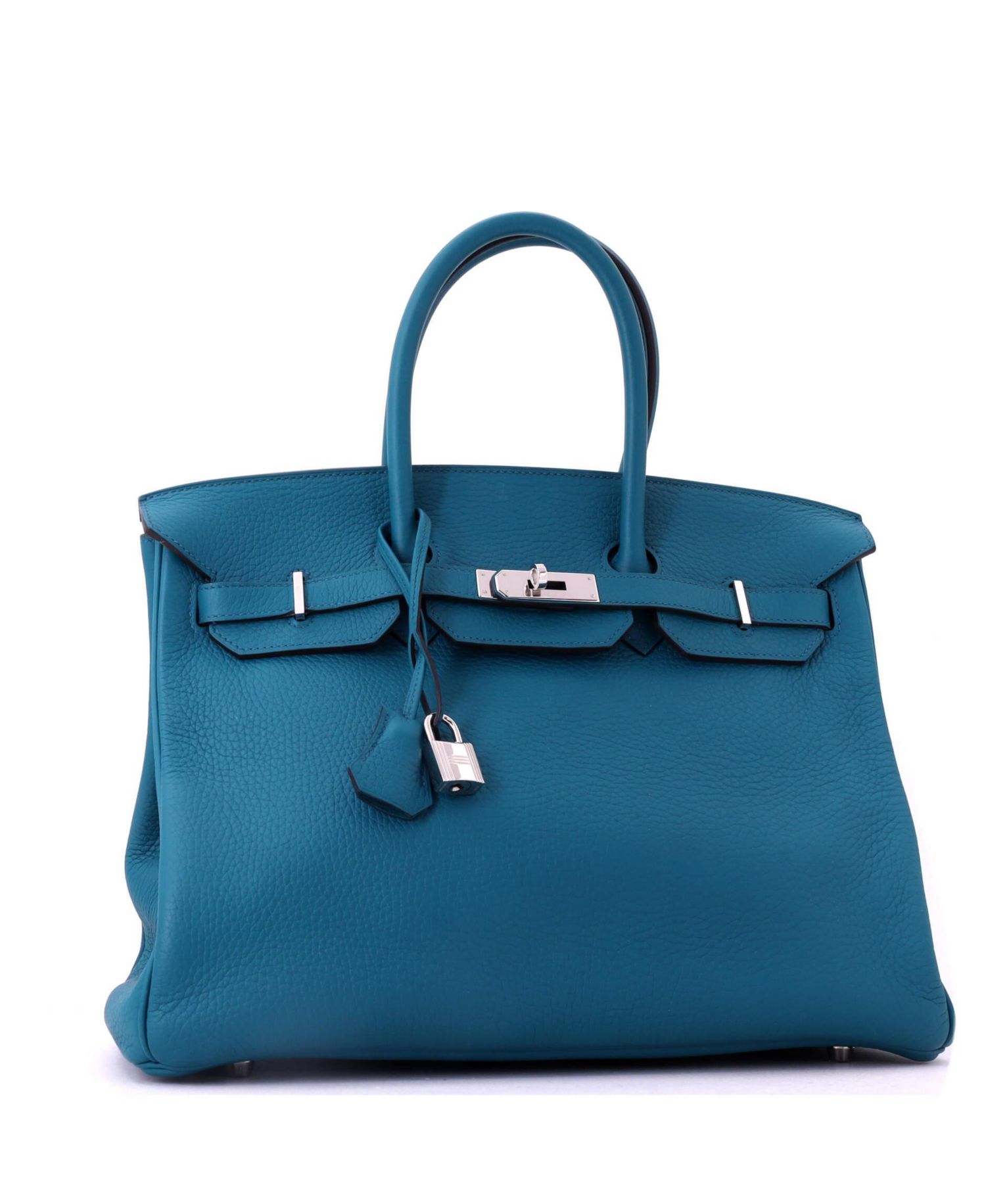 Birkin 35 Handbag Blue Clemence with Palladium Hardware