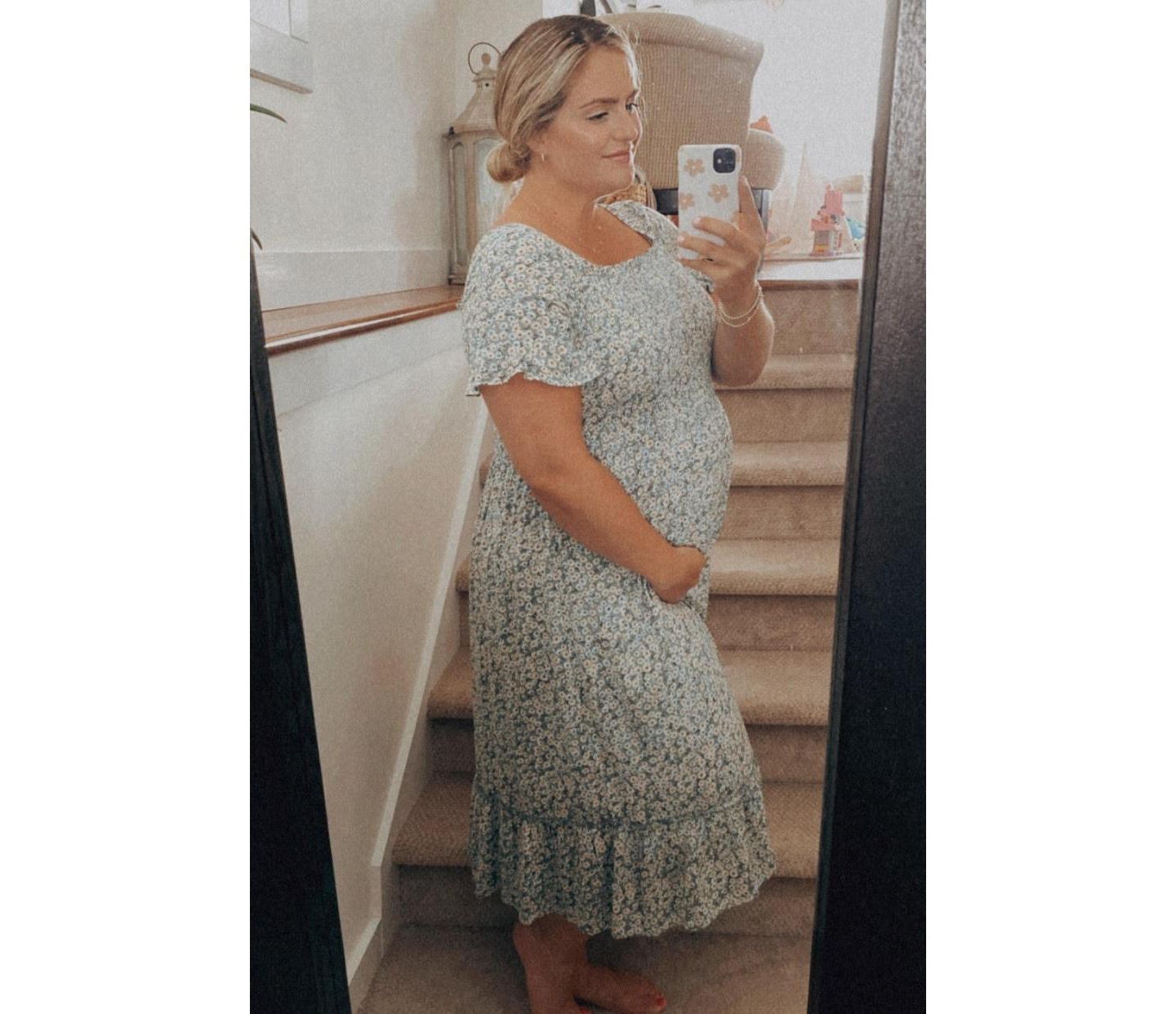 Женское платье Pinkblush Floral Ruffle Midi, цвет: Светлый синий — фото 9