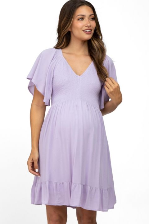 Женское платье Pinkblush Lavender Smocked Front Ruffle Hem, цвет: Лавандовый