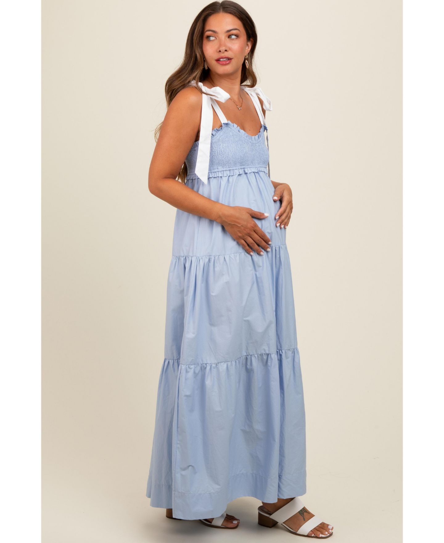 Женское платье Pinkblush Light Blue Contrast Shoulder Straps Maxi, цвет: Светлый синий — фото 7