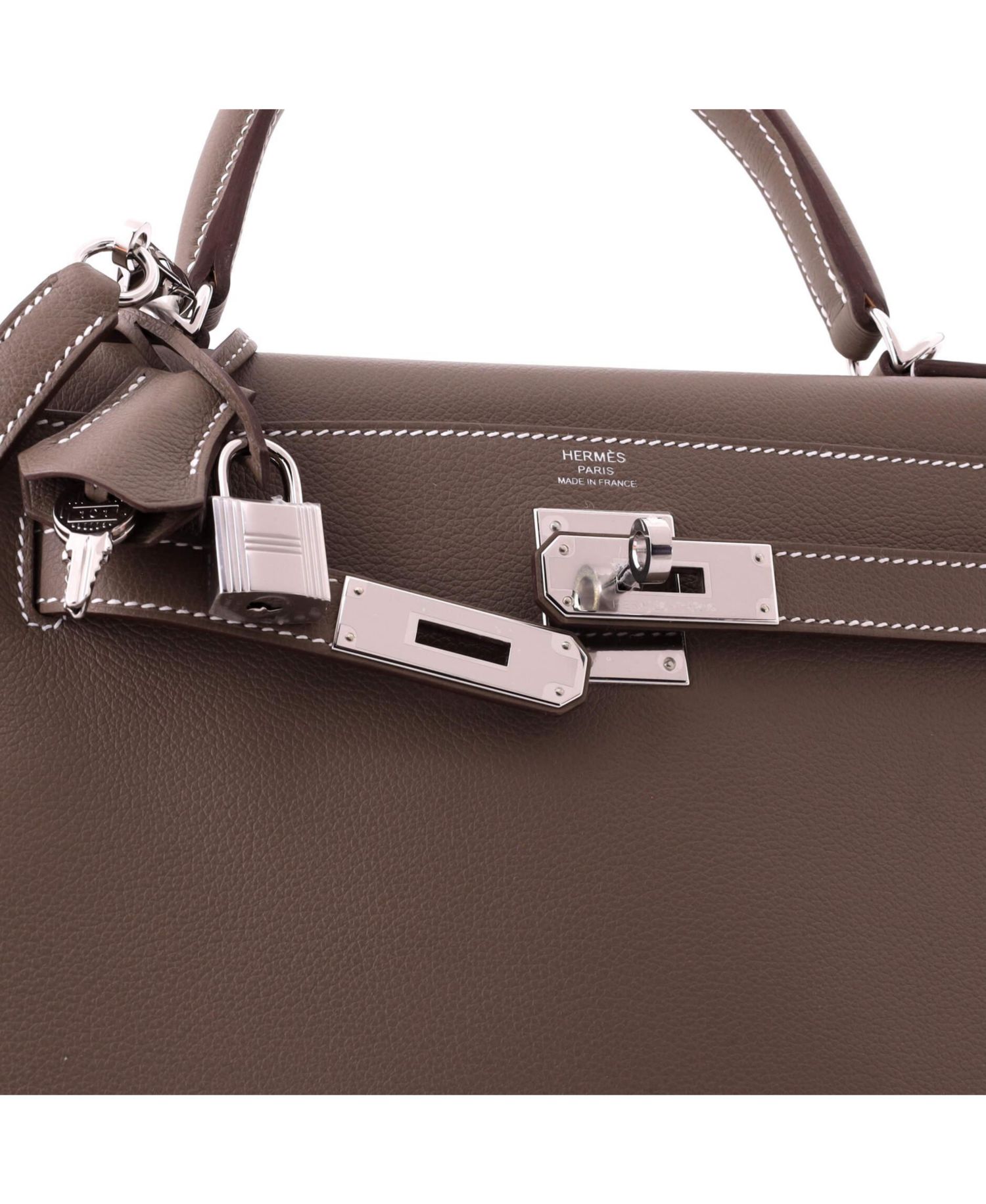 Kelly 28 Handbag Grey Evercolor with Palladium Hardware