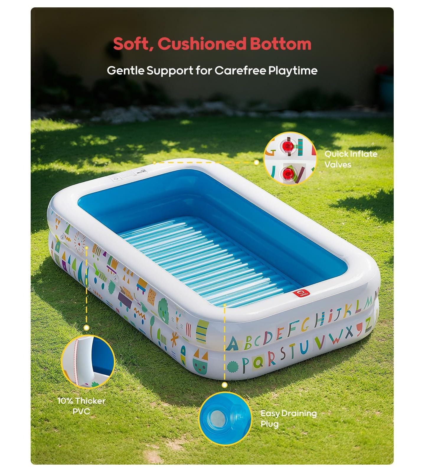 Детская игрушка GNUADZ 65" x 39" Inflatable Kiddie Pool with Ball Pit and Canopy, Ages 1-6, цвет: Синий — фото 2