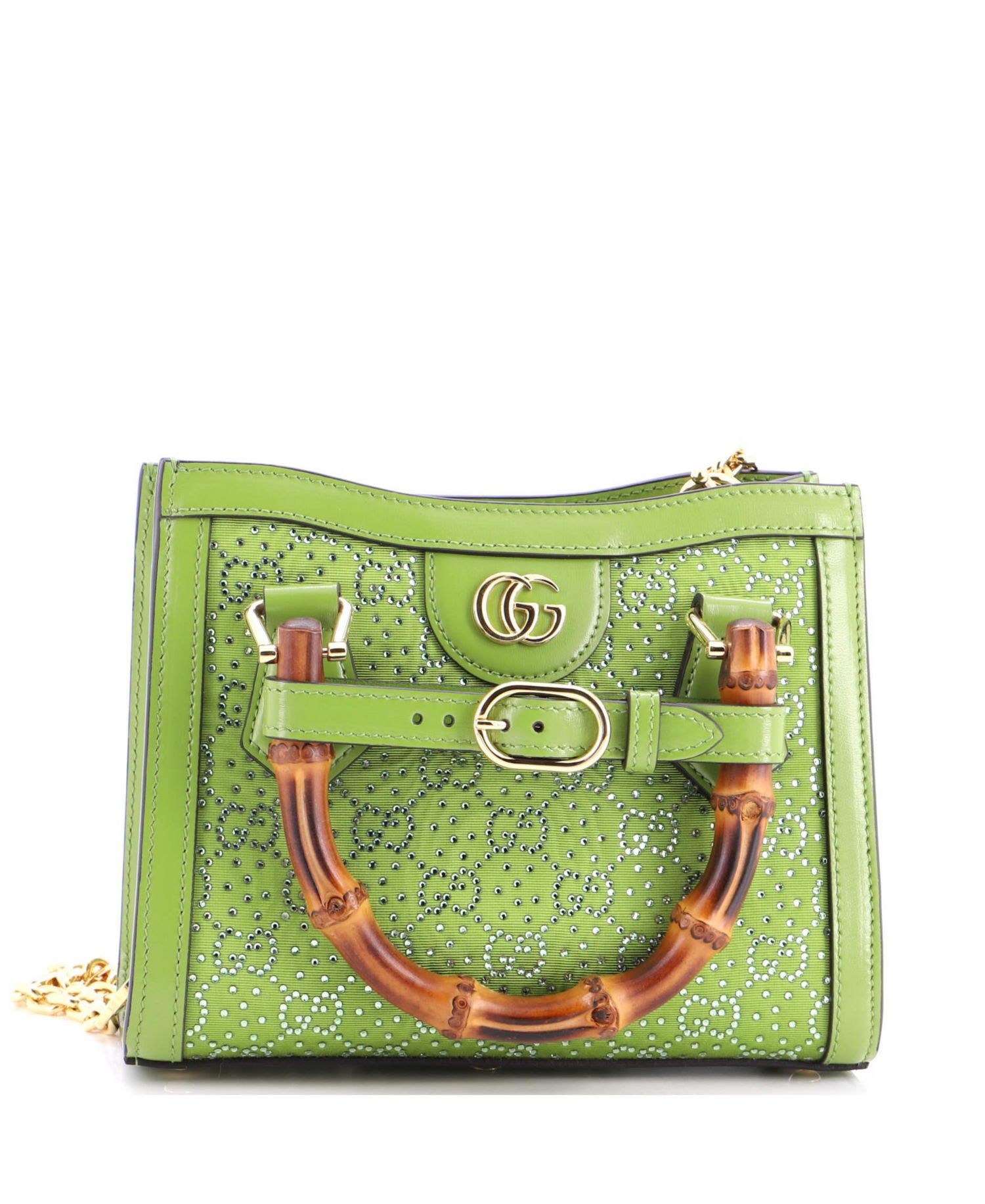 Mini Diana NM Bamboo Handle Tote Crystal Embellished GG Canvas