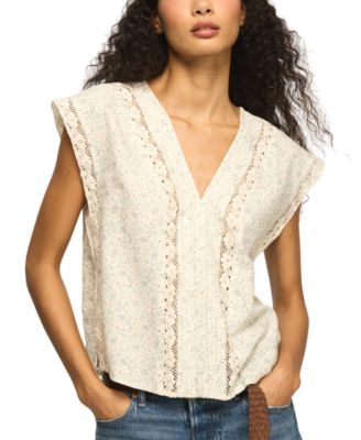 Women's Lace Trimmed V-Neck Top