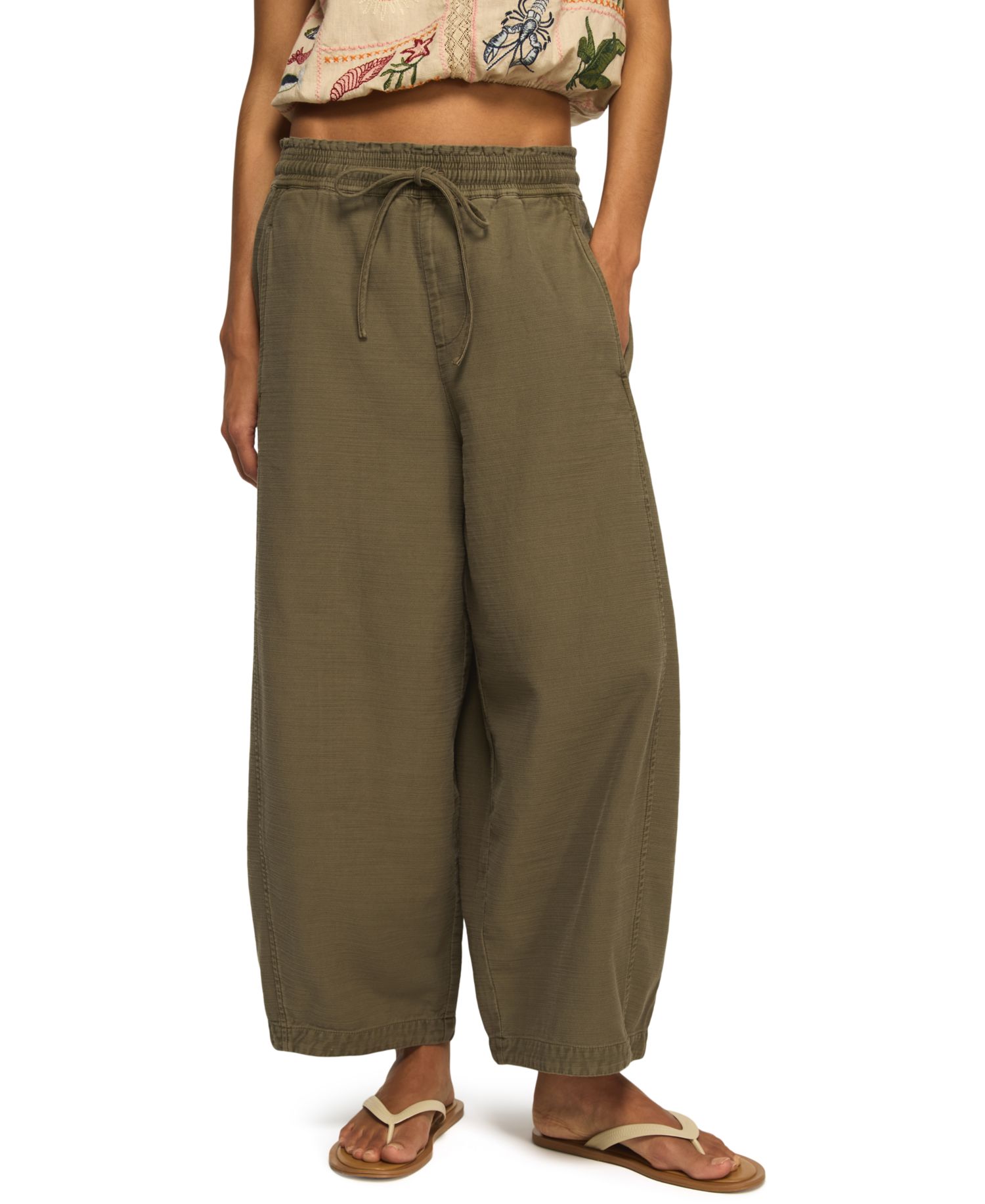 Women's Drawstring Balloon Mid-Rise Pants