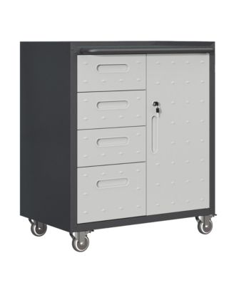 35"H Mobile Steel Tool Cabinet - 4-Drawer and Lockable Storage Organizer