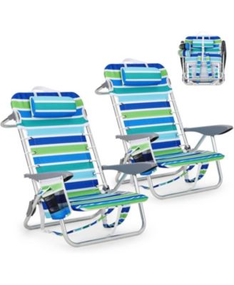 2 Pack Lightweight Portable Backpack Beach Chair for Adults with 5 Positions, Backpack Straps, Phone Pocket