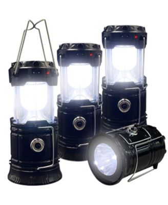 4-pack Collapsible LED Camping Lantern Solar USB Rechargeable 1600mAh