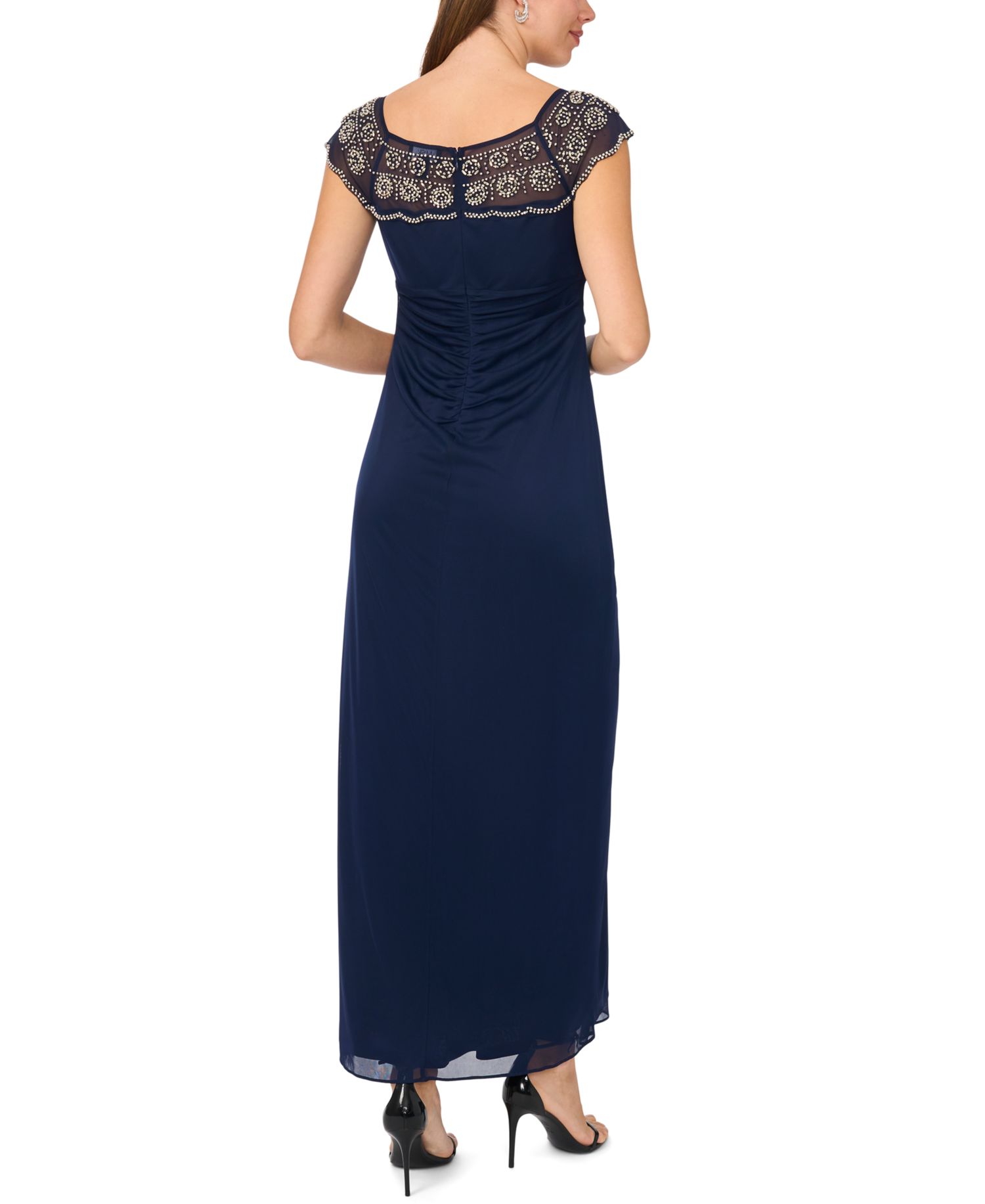 Women's Crewneck Evening Mesh Gown