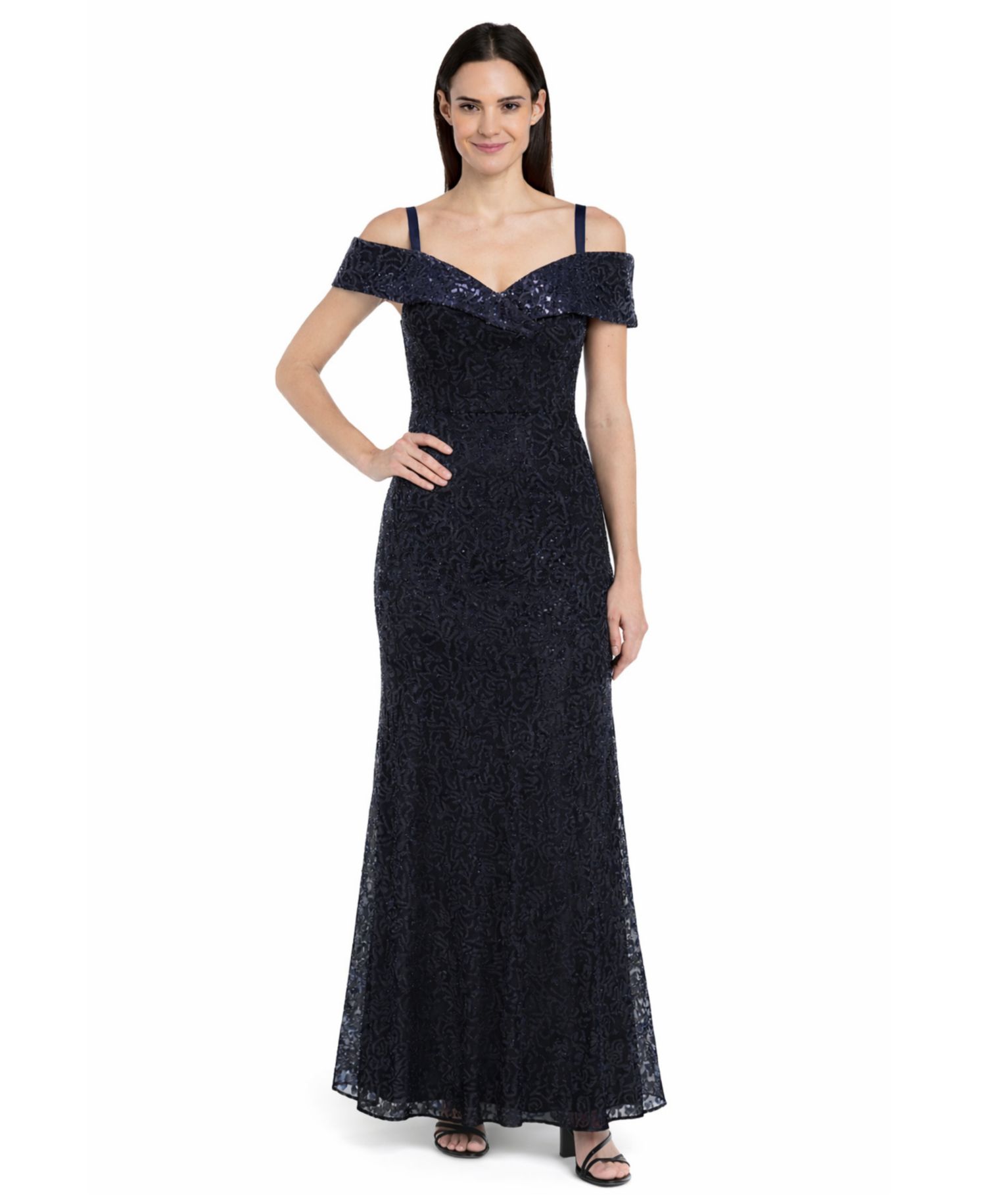 Petite Sequined Lace Gown