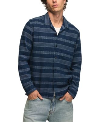 Men's Indigo Pattern Long-Sleeve Shirt