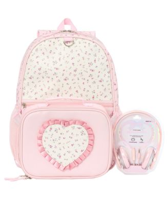 Girls' Floral Love Backpack, Lunch Bag and Headphone, 3-Piece Set