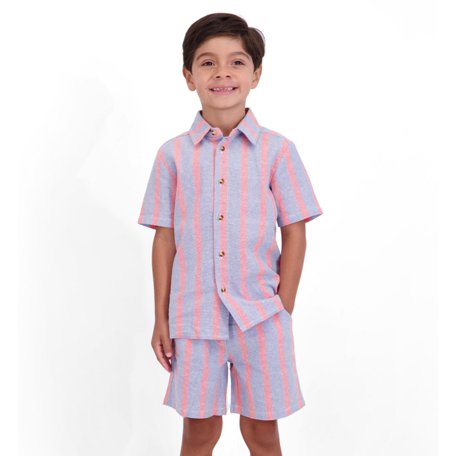 Little Boys Striped Airy Oxford Set