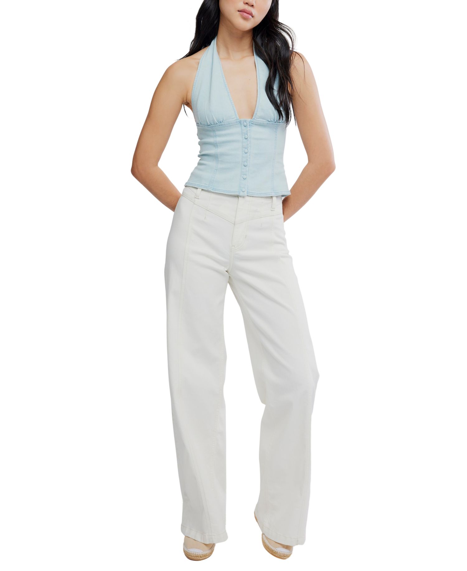 Women's Cotton-Blend Ramona Denim Halter Top