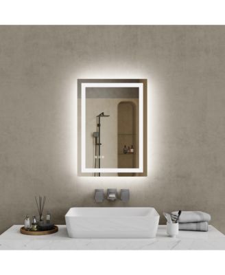 20"28" LED Bathroom Mirror, Anti-fog Vanity Mirror with Front-Lit and Back-Lit, Stepless Dimmable, Shatter-Proof Make Up Mirror