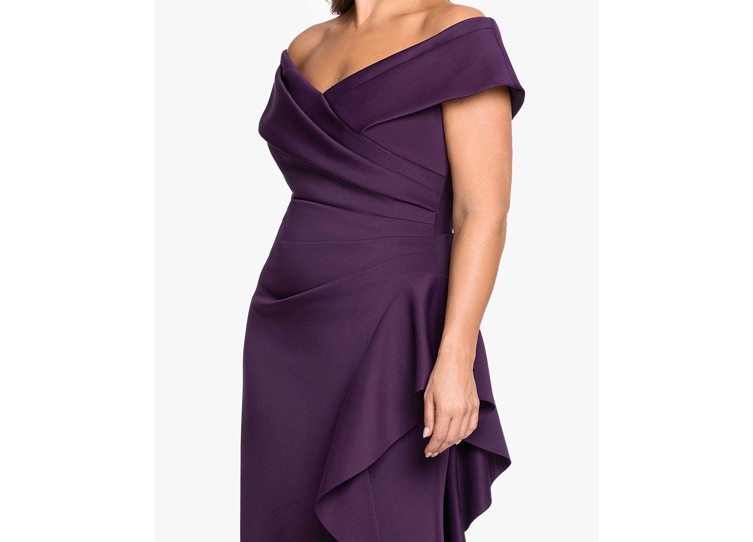 Petite Sweetheart Neck Side Ruffle Off-The-Shoulder Long Dress