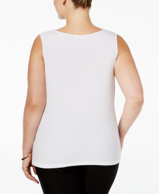 Calvin Klein Plus Size Sleeveless Drape-Neck Top