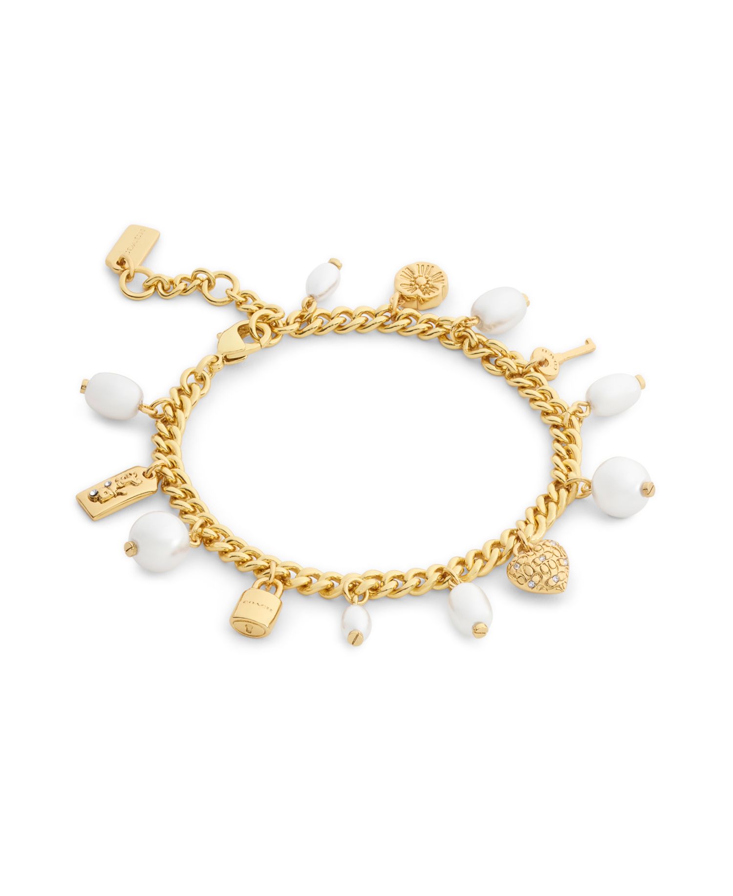 Imitation Pearl Iconic Signature Charm Bracelet