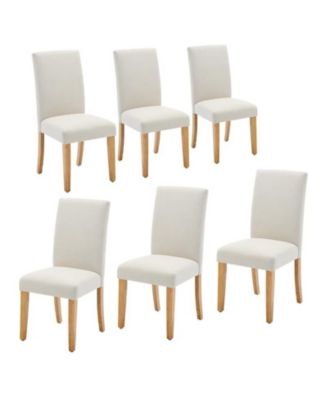 Dining Chairs Set Of Modern Fabric Upholstered Ergonomic Chairs With Curved Backrest, Heavy-Duty Wood Legs