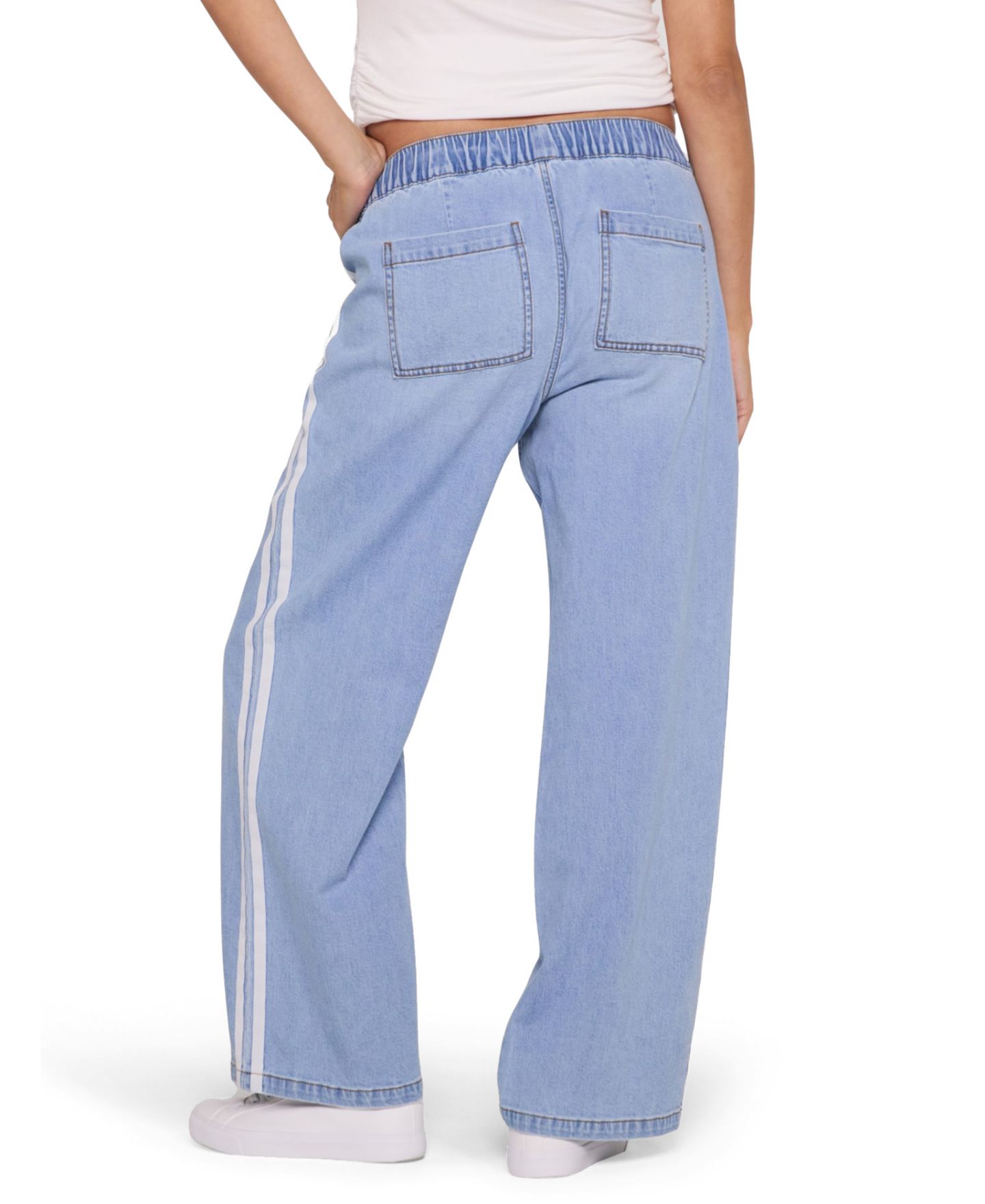 Женские брюки Motherhood Maternity Maternity Motherhood Drawstring Pull On Wide Leg Pant, цвет: Джинсовый / Белый — фото 3