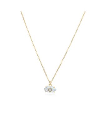 Mother of Pearl Evil Eye Necklace 14K Gold-Plated Sterling Silver