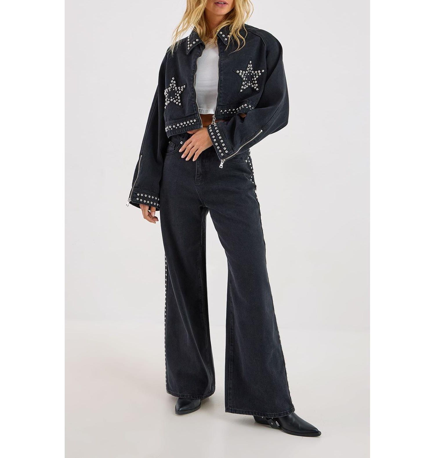 Women's Star Studded Baggy Denim Jeans