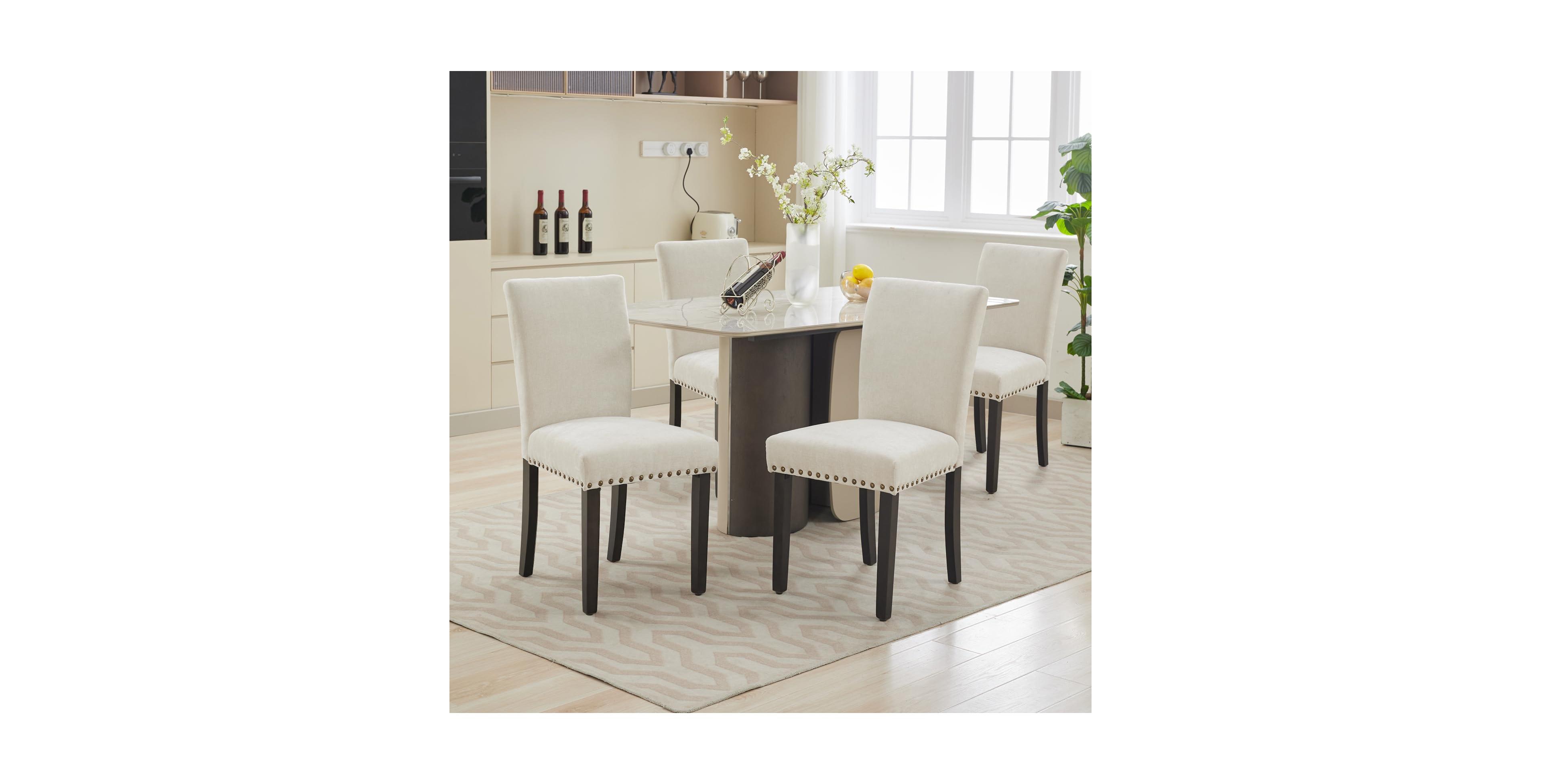 gaomon Dining Chairs Set of Upholstered Persons Diner Room Chair Sets Fabric Kitchen Chairs with Nailhead Trim Solid Wood Legs