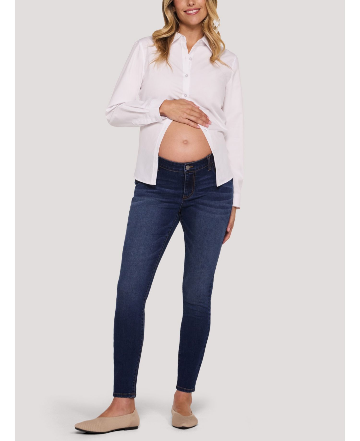 Women's Motherhood Under the Belly Ankle Skinny Jeans