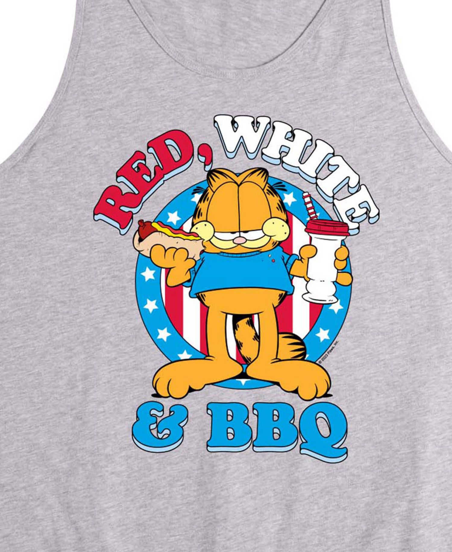 Men's Garfield Red White And BBQ Sleeveless Graphic Tank Top