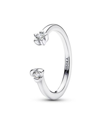 Talisman Sterling Silver Lab-Grown Diamond Heart Star Open Ring