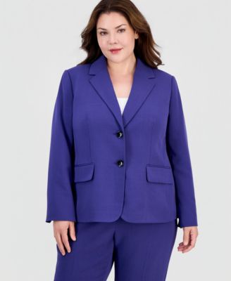 Plus Size Notch-Lapel Crepe Blazer