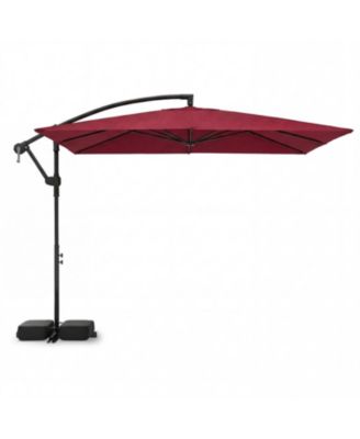 Solar Led Cantilever Patio Umbrella Square with 360degree(s) Rotation for Outdoor Use