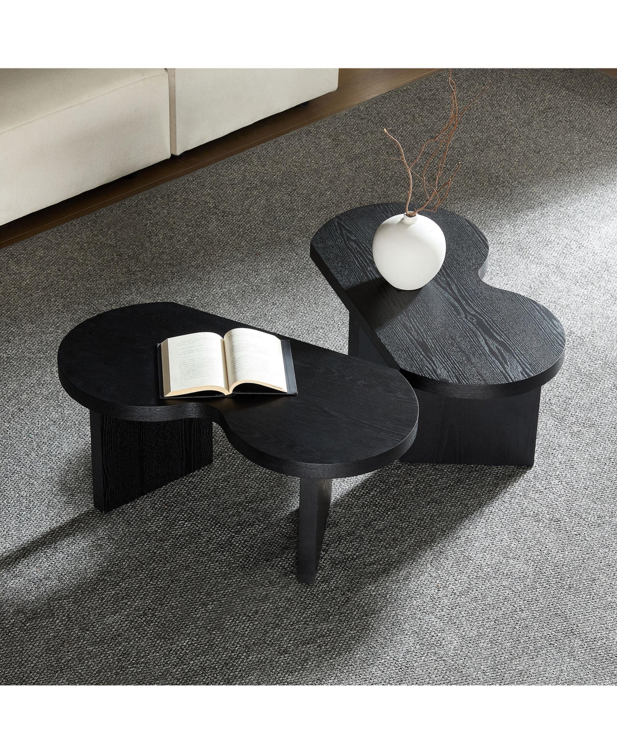 Rainsken Modern Butterfly Coffee Table, Wooden Center Table, Accent Side Tea Table for Living Room, Home Office
