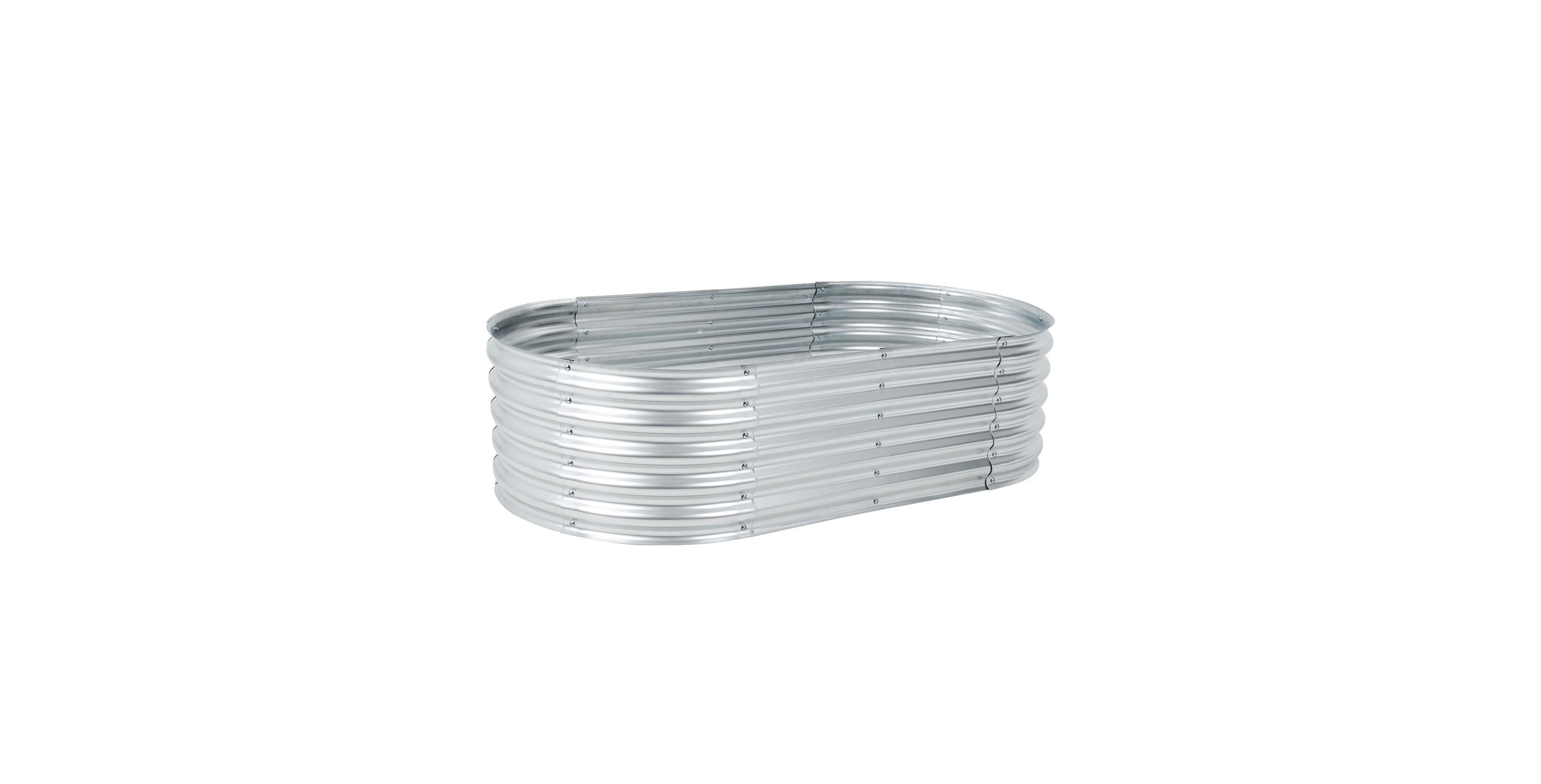 Aoodor Galvanized Raised Garden Bed Kit, Oval Planter Box for Vegetables, Flowers, and Herbs