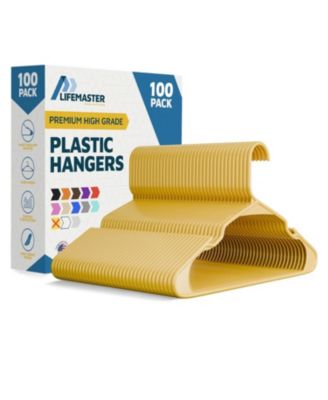 heavy-duty plastic hangers for clothes, dresses & coats non-slip grooves, space-saving design, holds 5 lbs 100-pack.