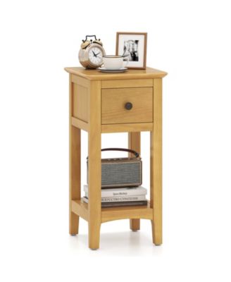Nightstand 3-Tier Bedside Table Open Storage Shelf and Narrow Side Table