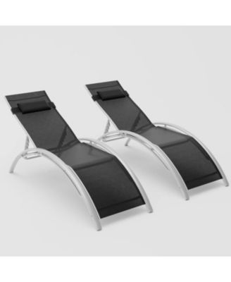Set of 2 Patio Recliners, Outdoor Chaise Lounge Chairs for Deck, Lawn and Balcony