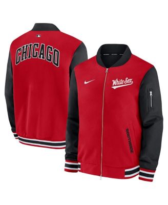 Men's Red Chicago White Sox Authentic Collection City Connect Relaxed Full-Zip Bomber Jacket