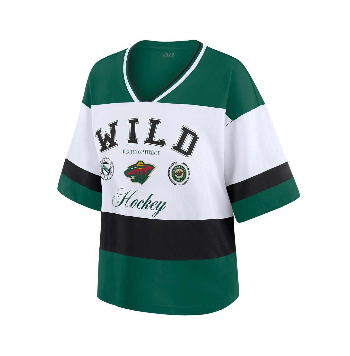 Женская футболка WEAR by Erin Andrews Green/White Minnesota Wild Jersey Style — фото 2