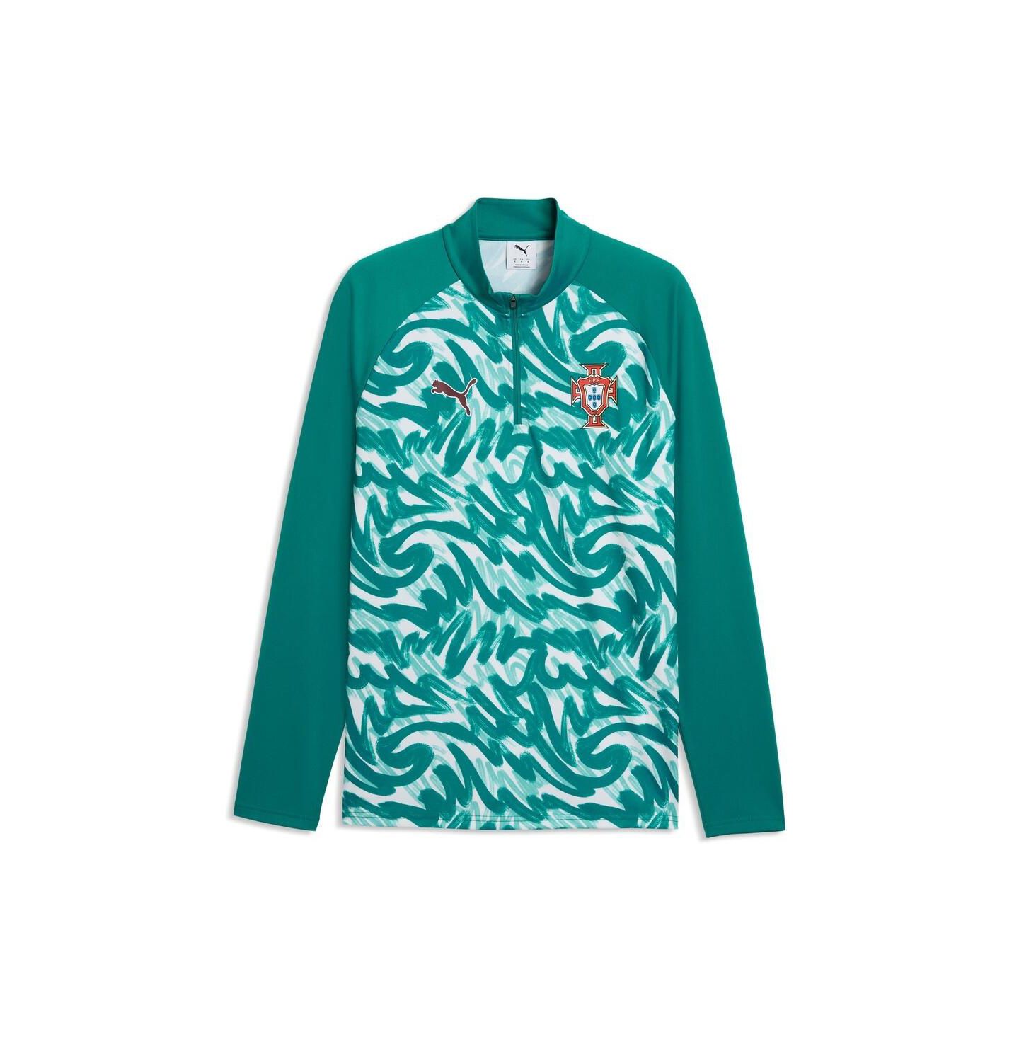 Мужская толстовка PUMA Green Portugal National Team Pre-Match Quarter-Zip — фото 1